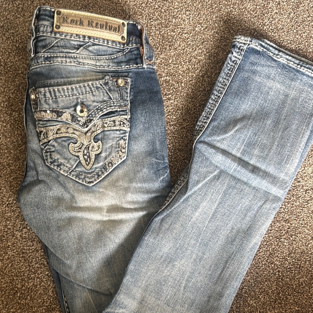 Rock Revival Faded Blue Jeans
